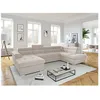 Image de Canapé panoramique convertible avec 2 coffres PAOLA en tissu - Beige - L320 5 x P188 x H76cm - LOUNGITUDE
