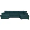 Image de Canapé panoramique convertible avec 2 coffres PAOLA en tissu - Bleu - L320 5 x P188 x H76cm - LOUNGITUDE