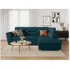 Image de Canapé dangle droit convertible 4 places PAOLA avec coffre en tissu - Bleu pétrole - L252 x P188 x H76cm - LOUNGITUDE