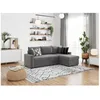 Image de Canapé dangle 4 places convertible et Réversible MARIA avec Coffre en microfibre - Gris - L227 x P146 x H81cm - LOUNGITUDE