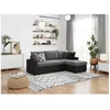 Image de Canapé dangle 4 places convertible et Réversible MARIA en simili et microfibre - Gris/Noir - L227 x P146 x H81cm - LOUNGITUDE