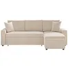 Image de Canapé dangle 3 places MARIA réversible convertible avec coffre en velours côtelé - Écru - L227 x P146 x H81cm - LOUNGITUDE