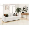 Image de Canapé convertible express 3 places AGATHE en tissu bouclette - Matelas 13cm - Blanc - 140x190cm