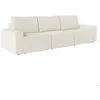 Image de Canapé droit fixe 3 places ROMANE en tissu Easy Clean antitache - Beige