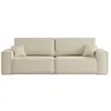 Image de Canapé droit 3 places FARAH convertible en tissu bouclette - Beige