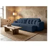 Image de Canapé droit 4 places JADE double méridienne et assise profonde en velours côtelé épais - Bleu foncé