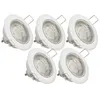 Image de Lot de 5 Spots Encastrés Metal Blanc - Orientables - Ampoules LED GU10 incluses - cons. 4W (eq. 50W) - 345 lumens - Blanc neutre