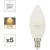 Image de Lot x5 Ampoules LED flamme - XANLITE - Culot E14 - Blanc chaud - 5.5W cons. (40 W éq)