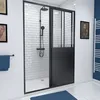 Image de Porte de douche coulissante type Atelier 140x200cm - Profilés Noir Mat - WORKSHOP SLIDE