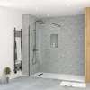 Image de Paroi de Douche 120x195 cm en Verre Trempé 5 mm - Finition Noire - DARK ELEMENTARY