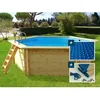 Image de Piscine bois Hawai - 4.10 x 1.20 m + Bâche à bulles 180 + Bâche hiver 280 gr/m²