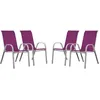 Image de Fauteuil jardin Textilène Cordoba - Phoenix - Rose - Lot de 4