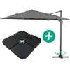 Image de Parasol jardin déporté Alu Sun 3 - Carré - 3 x 3 m - Gris - Dalles incluses