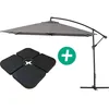 Image de Parasol jardin déporté Alu Ilios 3 - Carré - 3 x 3 m - Gris - Dalles incluses