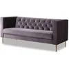 Image de Canapé fixe en velours Bruce - 196 x 76 x 82 cm - 3 places - Gris