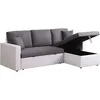 Image de Canapé dangle convertible/ réversible avec coffre Alain - 221 x 145 x 85 cm - 3 places - Gris / Blanc