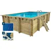 Image de Piscine bois rectangle Panama - 6.20 x 4.10 x 1.45 m + Bâche à bulles 180 µ - Bâche hiver 280 g/m² +