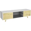 Image de Meuble TV LED Inna - 140 x 42 x 45 cm - Blanc/Chêne