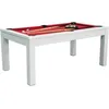 Image de Table à manger convertible en Billard 6FT - Meyer - Blanc - Tapis Rouge