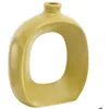 Image de Vase en grès Oval 16 cm jaune