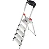Image de Escabeau HAILO - Alu 5 marches - Marches XXL antidérapantes - Plateforme alu antidérapante - Charge max 150kg