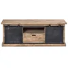 Image de Meuble TV en bois de manguier brossé et métal noir 150 cm Helsinki