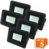 Image de Lot de 5 LED Projecteur Lampe 10W Noir 6000K IP65 Extra Plat - EUROBRYTE - Projecteur Led - 6000K - IP65