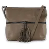 Image de Sac à main bandoulière en cuir femme - Modèle London taupe foncé