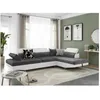 Image de Canapé dangle droit 5 places RIO convertible avec coffre en microfibre et simili - Blanc/Gris - L271 x P192 x H70cm - LOUNGITUDE