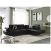 Image de Canapé dangle droit 5 places RIO convertible avec coffre en simili - Noir - L271 x P192 x H70cm - LOUNGITUDE