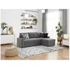 Image de Canapé dangle 3 places MARIA Réversible et convertible avec Coffre en microfibre - Gris - L227 x P146 x H81cm - LOUNGITUDE