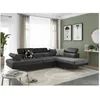 Image de Canapé dangle droit 5 places RIO convertible avec coffre en microfibre et simili - Gris/Noir - L271 x P192 x H70cm - LOUNGITUDE