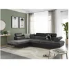 Image de Canapé dangle gauche 5 places RIO convertible avec coffre en microfibre et simili - Gris/Noir - L271 x P192 x H70cm - LOUNGITUDE