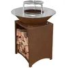 Image de FIESTA Brasero haut acier corten avec plaque et grille amovible inox barbecue plancha extérieur Ø 75 cm