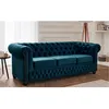 Image de William - canapé Chesterfield - 3 places - en velours - Bleu canard