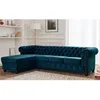 Image de William - canapé Chesterfield dangle gauche - 4 places - en velours - Bleu canard