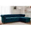 Image de William - canapé Chesterfield dangle droit - 4 places - en velours - Bleu canard