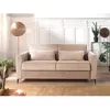 Image de Owen - canapé 3 places convertible express couchage quotidien 140 cm matelas 12 cm en velours - Beige