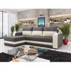 Image de Harvey - Canapé dangle réversible 4 places convertible avec coffre en tissu bicolore - Gris / Beige