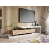 Image de Olga - meuble TV - effet bois et blanc - 2 tiroirs - 198 cm - Bois / Blanc