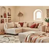 Image de Rune - canapé dangle gauche - 4 places - avec pouf dappoint - en velours côtelé - Beige
