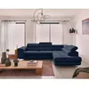 Image de Zaria - canapé dangle droit - convertible avec coffre et têtières réglables - 5 places - en velours côtelé - Bleu