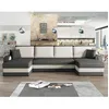 Image de Valos - canapé panoramique en U - 7 places - convertible avec coffre - en velours - Gris / Blanc