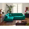 Image de Dimas - canapé dangle gauche 5 places - convertible avec coffre et têtières réglables - en velours - Vert
