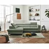 Image de Olinda - canapé dangle gauche - 5 places - convertible avec coffre et têtières réglables - en tissu - Vert sauge