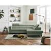 Image de Olinda - canapé dangle droit - 5 places - convertible avec coffre et têtières réglables - en tissu - Vert sauge