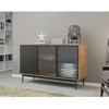 Image de Lamia - buffet bas - effet bois et noir - 3 portes - 148 cm - Noir / Bois