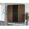 Image de Savanna - armoire - effet bois et noir - 185x200 cm - Noir / Bois
