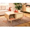 Image de Mathilde - table basse - effet bois et cannage - 1 niche - 100 cm - Bois