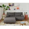 Image de Cristal - canapé 3 places - convertible avec coffre et grand pouf - en velours texturé - Gris foncé